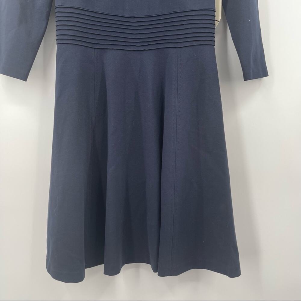 ELIZA J Dress Navy Cocktail Formal Business Wedding Pleated Long Sleeve NWT SZ 6 - Picture 6 of 13